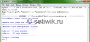 СКАНЕР ПОРТОВ НА PYTHON