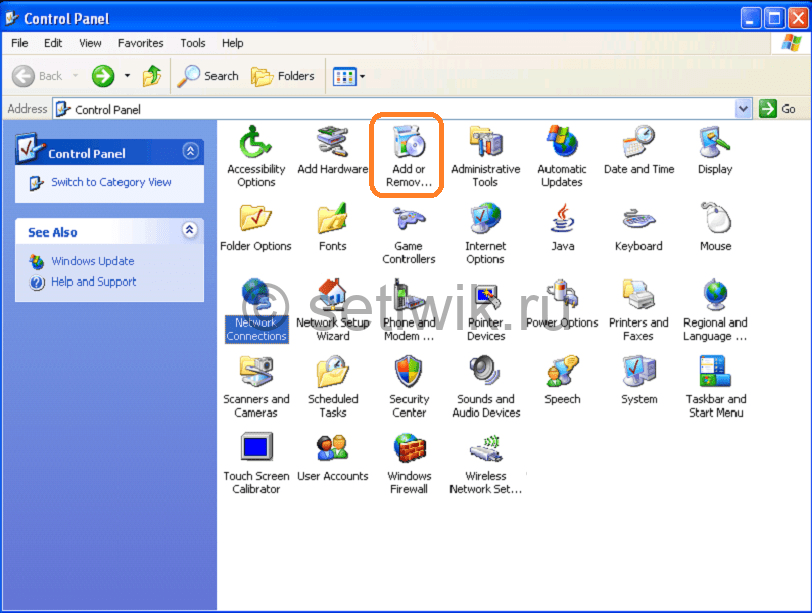 Установка и удаление программ Windows XP