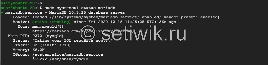 Проверьте статус сервиса mariadb