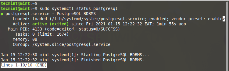 Проверка Статуса PostgreSQL