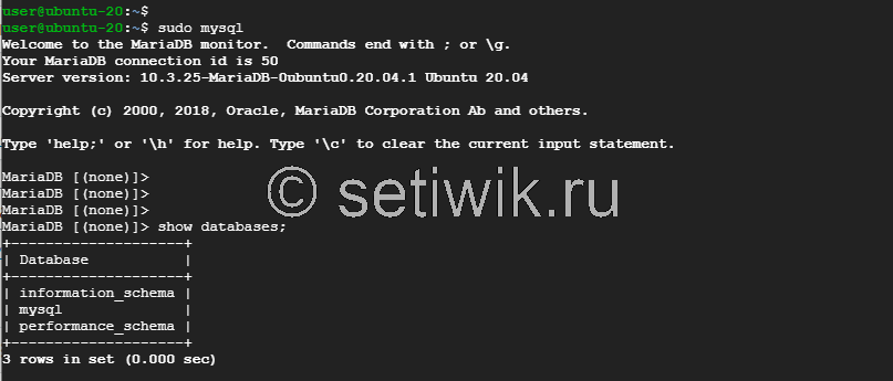 Как создать базу данных mariadb с нуля на ubuntu