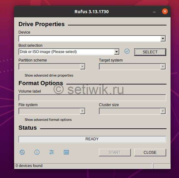 Программа Rufus работает на Ubuntu