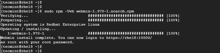 Установка Webmin на RHEL 8