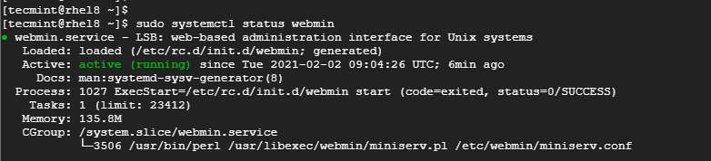 Проверка Службы Webmin