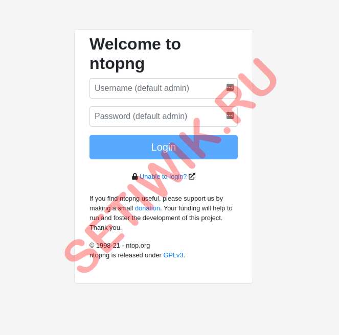 Страница Входа В Систему Ntopng