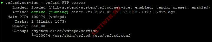 Проверка состояние сервера Vsftpd