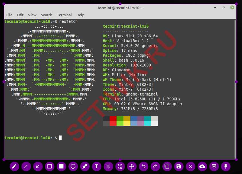 Созданный Скриншот Рабочего Стола Linux
