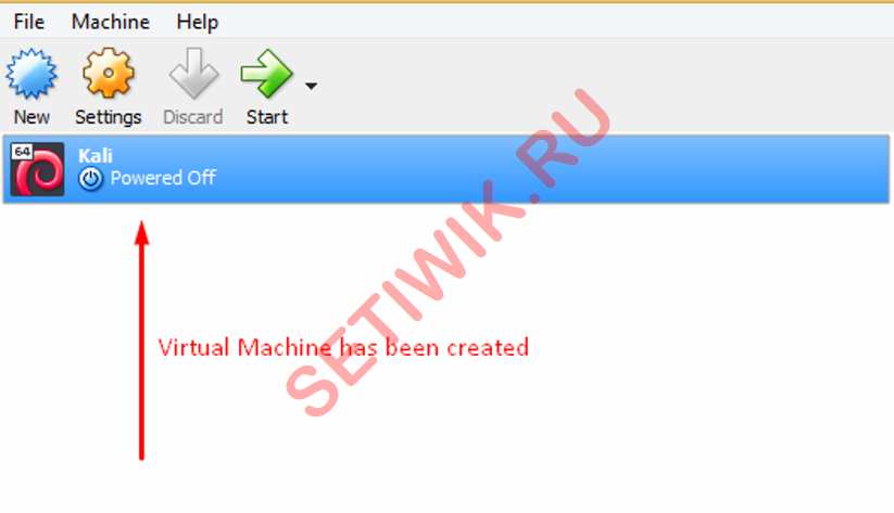 VM готова к установке Kali