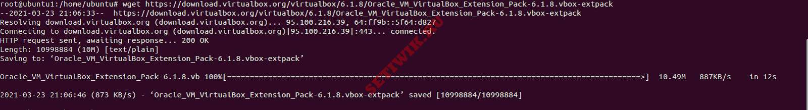 Скачать пакет расширений VirtualBox extension pack