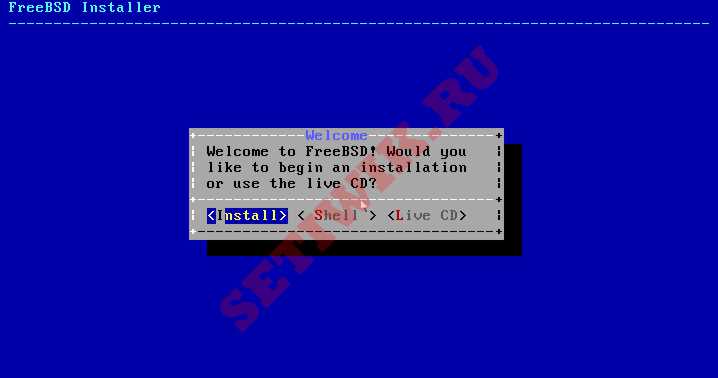 Выберите Пункт Установка FreeBSD