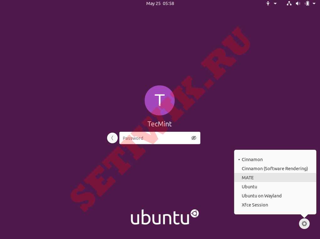 Выберите Mate в Ubuntu