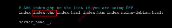 Добавить index.php в список индексов NGINX