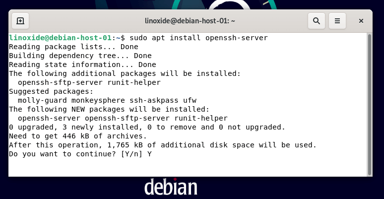 Установка SSH сервера на Debian