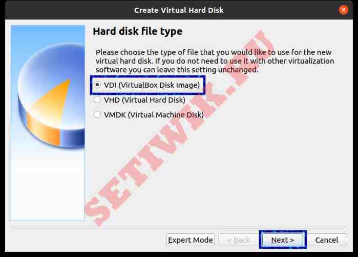 Выбор типа жесткого диска для Virtualbox