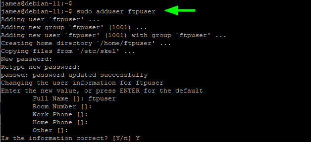 Создание пользователя FTP в Debian 11