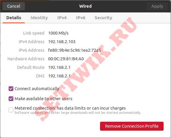 Описание вашей текущей конфигурации IP адреса