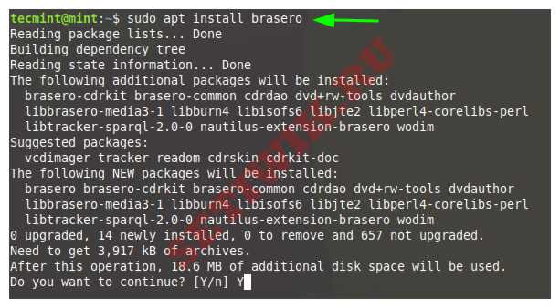 Установка Brasero в Linux Mint
