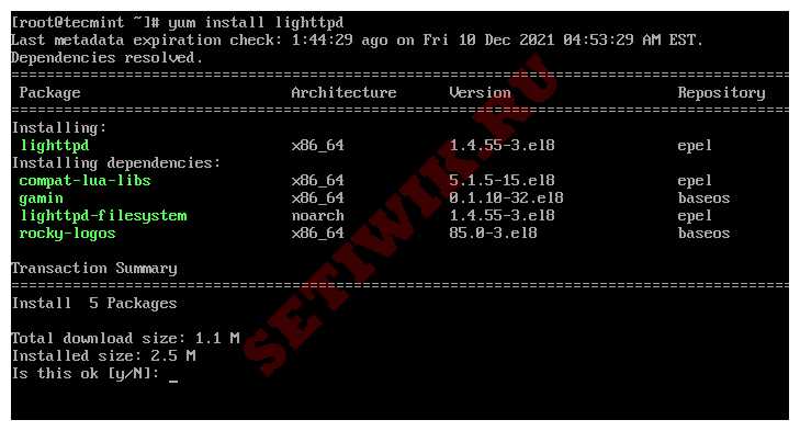 Установка Lighttpd в Rocky Linux и AlmaLinux