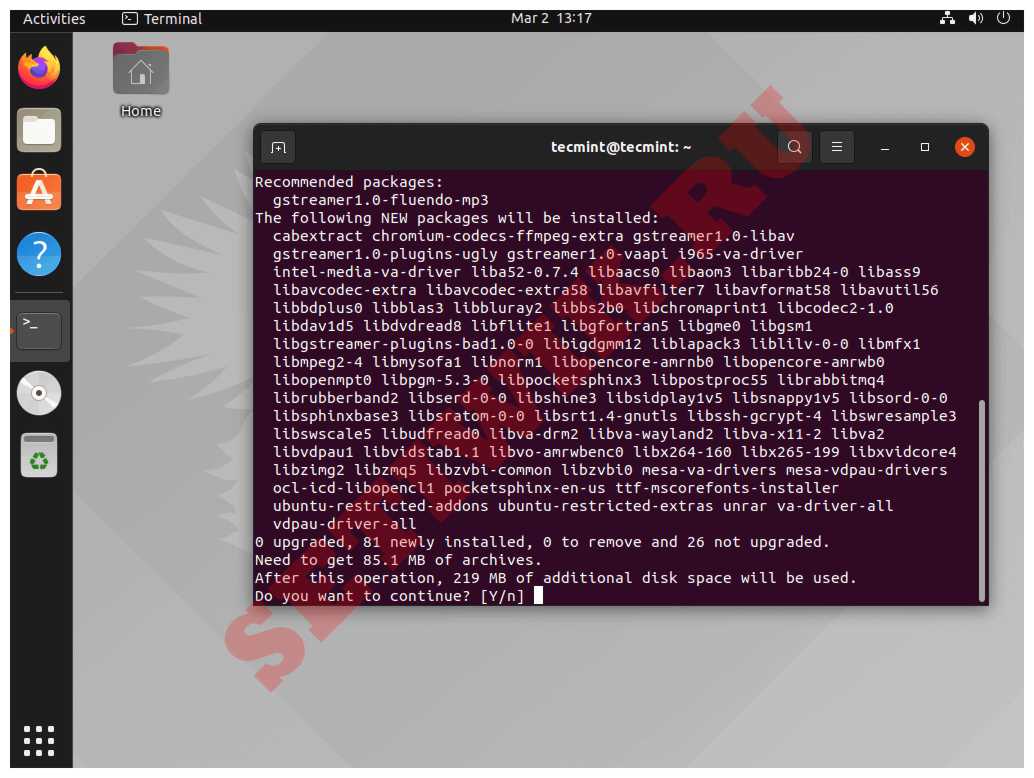 Установка Ubuntu Restricted Extras
