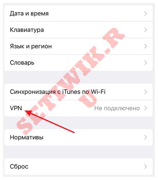 Вкладка "Главная - VPN".