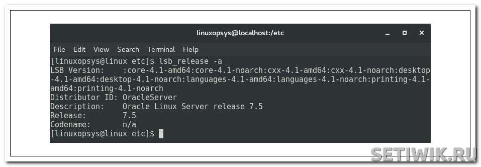 Команда lsb_release для проверки версии Linux