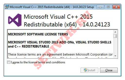 Установка Microsoft Visual C++-2015