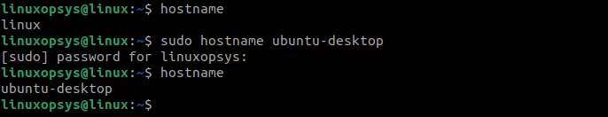 Временно изменить имя компьютера (хоста) в Ubuntu Linux
