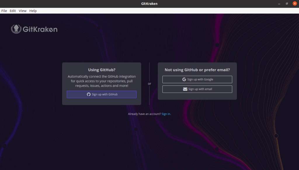 GitKraken запущен в системе Ubuntu