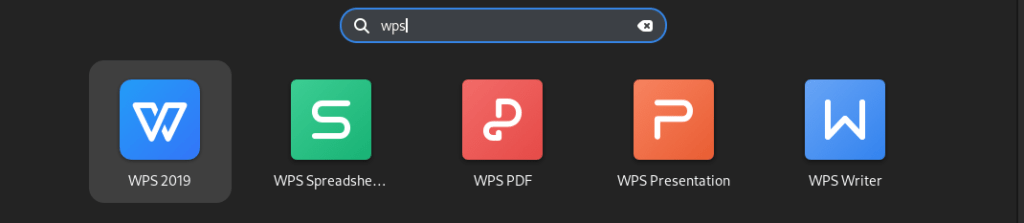 Поиск WPS Office в Fedora