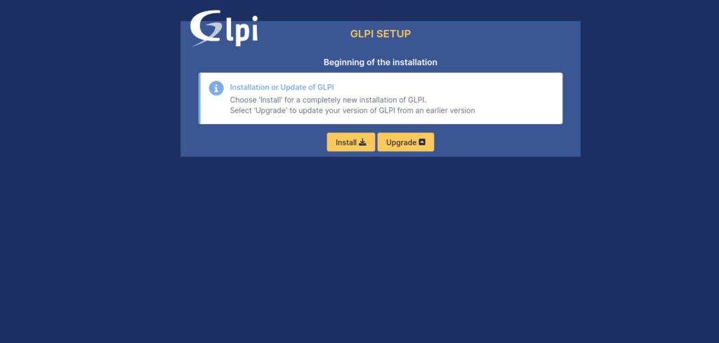 Начало установки GLPI