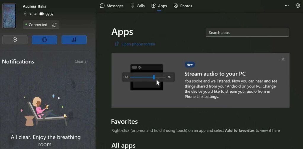Microsoft добавляет в Windows 11 возможность потокового аудио для Android