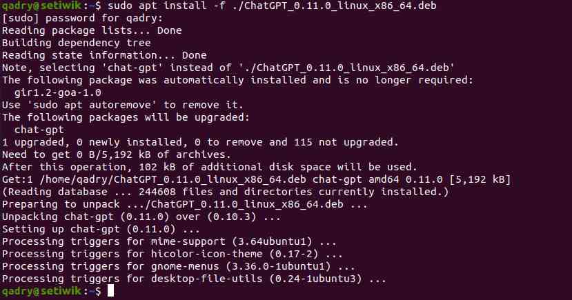 Установка ChatGPT на Ubuntu, методом APT