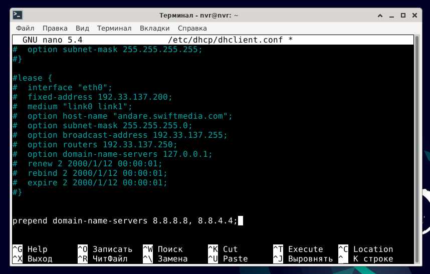 сохранение DNS в Debian 11
