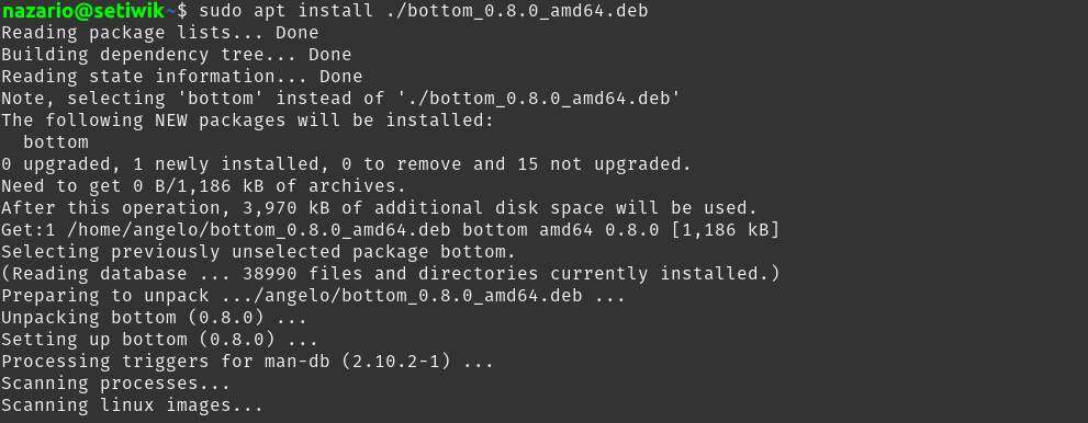 Установка bottom на Ubuntu Debian