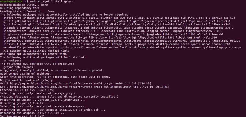 Установка Grsync на Ubuntu