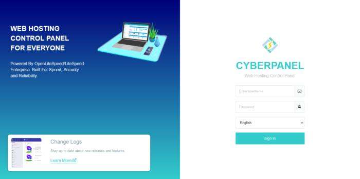 Вход в CyberPanel на Ubuntu