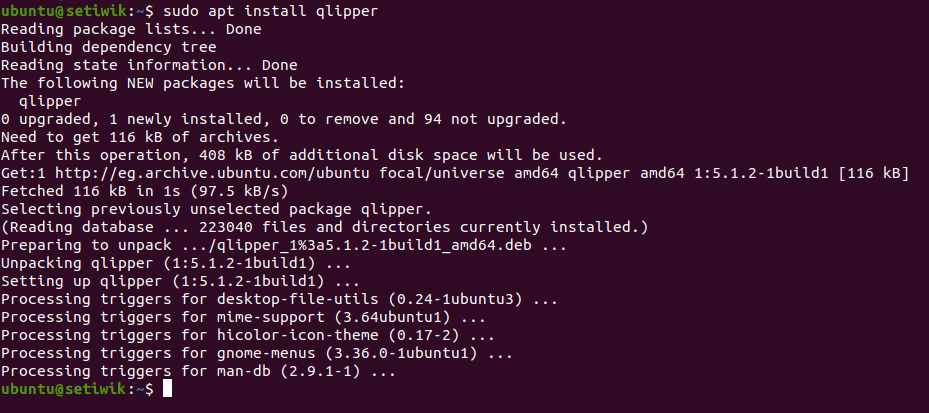 Установка Qlipper в Ubuntu