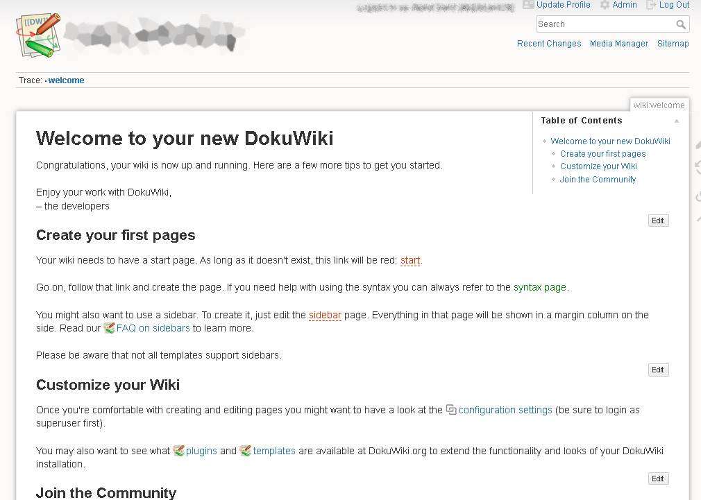 Установка DokuWiki в Ubuntu завершена