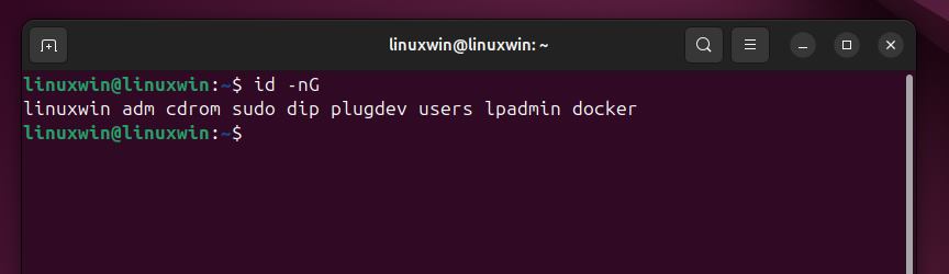 Пользователь Docker добавлен в группу