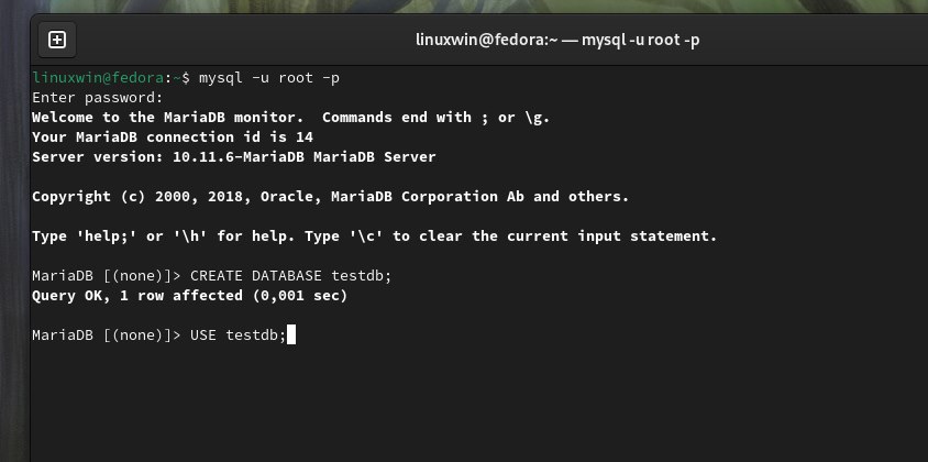 Создание базы данных в MariaDB