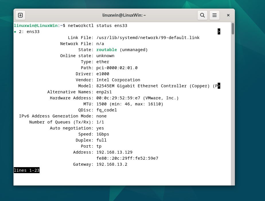 Проверка состояния сетевого интерфейса Linux