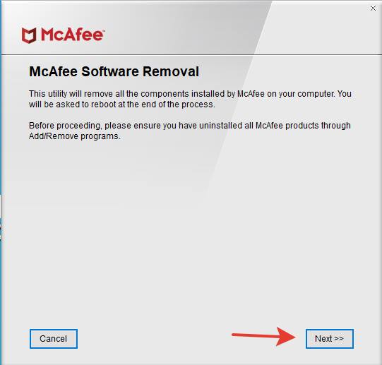 Запуск MCPR для удаления McAfee