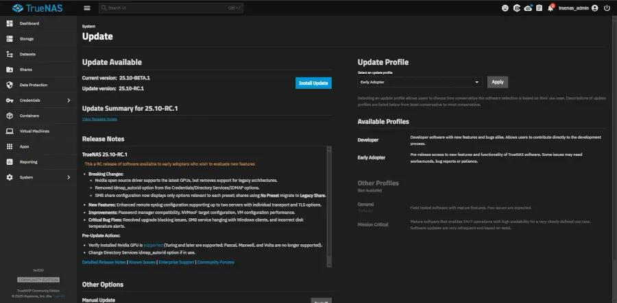Новая версия TrueNAS 25.10 с поддержкой NVMe-oF